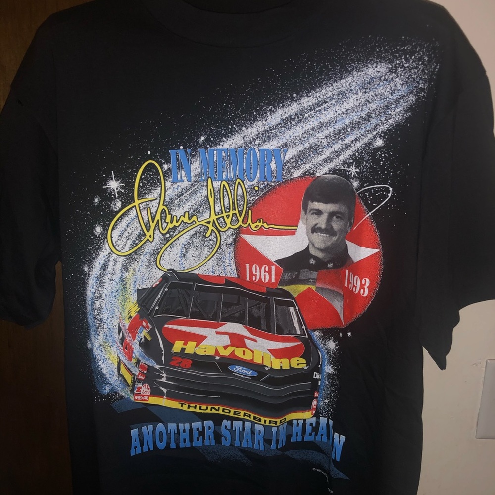 Vintage NASCAR Front Print T Shirt Large